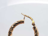 Twisted Textured Hoop Earrings In 14k Yellow Gold 1.8 Grams Fw0326llxdu
