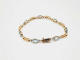 10k Yellow Gold 8.8g Blue Topaz Cz Link Bracelet Do0624oxzde