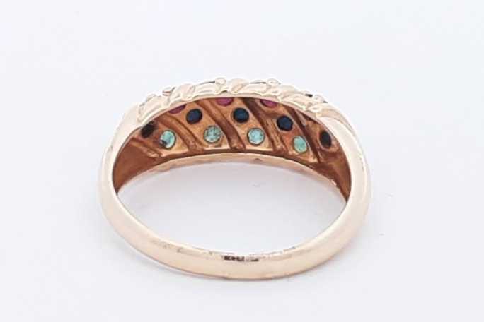 Ruby, Sapphire & Emerald Ring In 14k Yellow Gold 5 Grams Size 9.75 Eb0325lxzsa