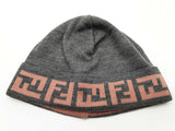 Fendi Ff Gray Pink Logo Wool Beanie Do0326lrxde