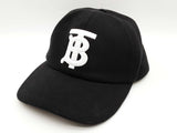 Burberry Tb White Embroidered Logo Black Cotton Baseball Hat Size Lg Do0526lxzde