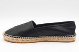 Saint Laurent Embossed Logo Black Leather Espadrilles Size 38 Eb0326oxzsa