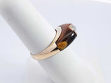 Tiger's Eye & Diamond Inlay Ring In 10k Yellow Gold 4.6g Size 6.5 Fw0426lexdu