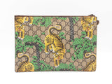 Gucci Bengal Tiger Wristlet Pouch In Gg Supreme Coated Canvas Fw0126oxzdu
