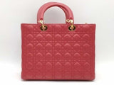 Christian Dior Lambskin Cannage Large Lady Dior Red Handbag Aa0926srzsa