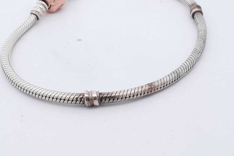 Pandora Sterling Silver Snake Chain Charm Bracelet 30.2 Grams 8.25 In Eb0125ixsa