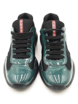 Prada America's Cup Biker Fabric & Green Leather Sneakers Size 11 Eb0725lxzdu
