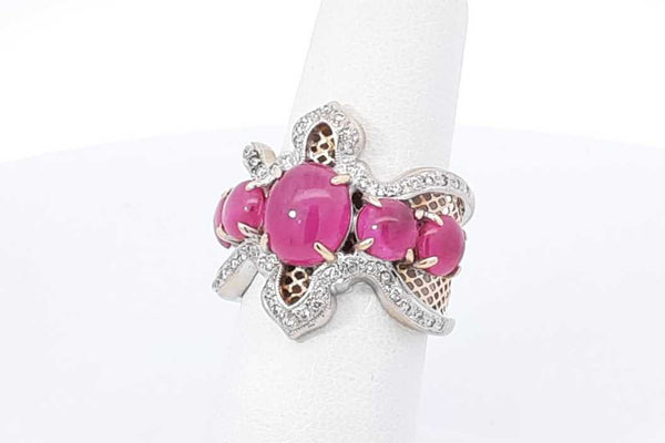 Ruby & Diamond Ring In 18k Yellow Gold 8.1 Grams Size 6 Eb1025orxdu