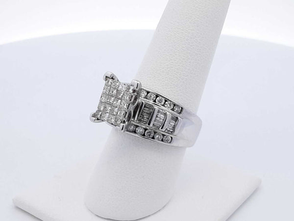 2.08 Cttw Mixed-cut Diamond & 10k White Gold Ring 8.6 Gram Size 7.75 Fw0625prxdu