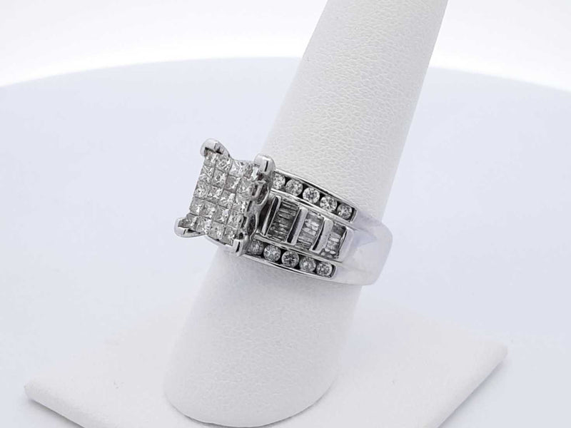 2.08 Cttw Mixed-cut Diamond & 10k White Gold Ring 8.6 Gram Size 7.75 Fw0625prxdu