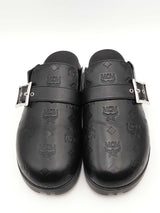 Mcm Monogram Black Leather Mules Size 46 Eb0725lcxsa