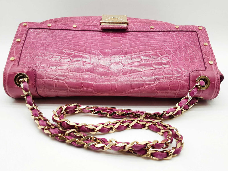 Gianni Versace Pink Crocodile Embossed Leather Shoulder Bag Do1124lxzxde