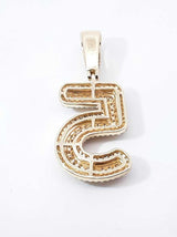 2.18 Cttw Pavé Diamond & 10k Yellow Gold " 5 " Pendant 4.6 Grams Fw0526rsrdu