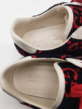 Gucci Ace Navy Blue Terry Cloth & Red Gg Sneakers Size 13f Eb1225oxzde