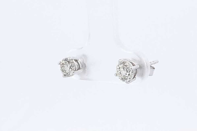 0.76 Cttw Diamond & 14k White Gold Stud Earrings 0.9 Grams Eb1224pxzdu