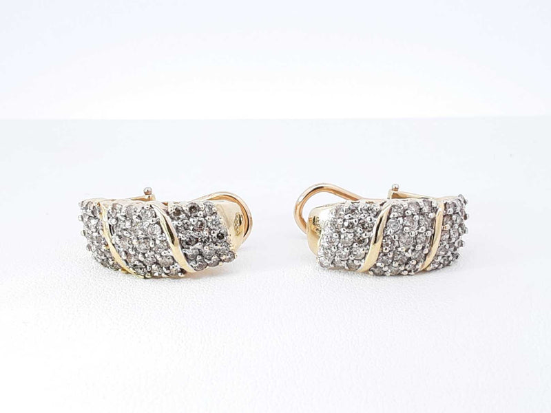 1.80 Cttw Diamond & 14k Yellow Gold J-hoop Earrings 9.4 Grams Fw0825przdu