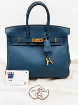 Hermes Birkin 25 Colvert Dark Teal Swift Gold Hardware Handbag Do0126lrxzxde