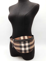 Burberry Mini Cason Belt Bag In Dark Birch Brown Check Coated Canvas Fw0326oxzdu