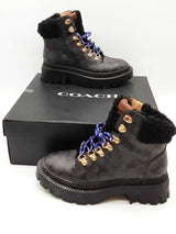 Coach Janel Black Signature Coated Canvas Boots Size 6b Eb0925orde