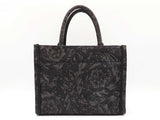Versace Athena Small Tote Bag In Gray Barocco Canvas Fabric Fw1225wxzdu