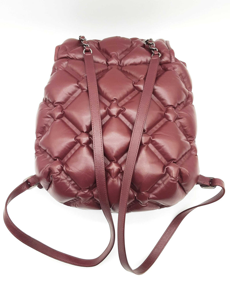 Chanel Chesterfield Burgundy Red Puffy Quilted Leather Backpack Do0625oxzxde