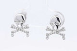 Skull & Crossbones Stud Earrings With Diamonds In 14k White Gold 1.6g Eb1225sxdu