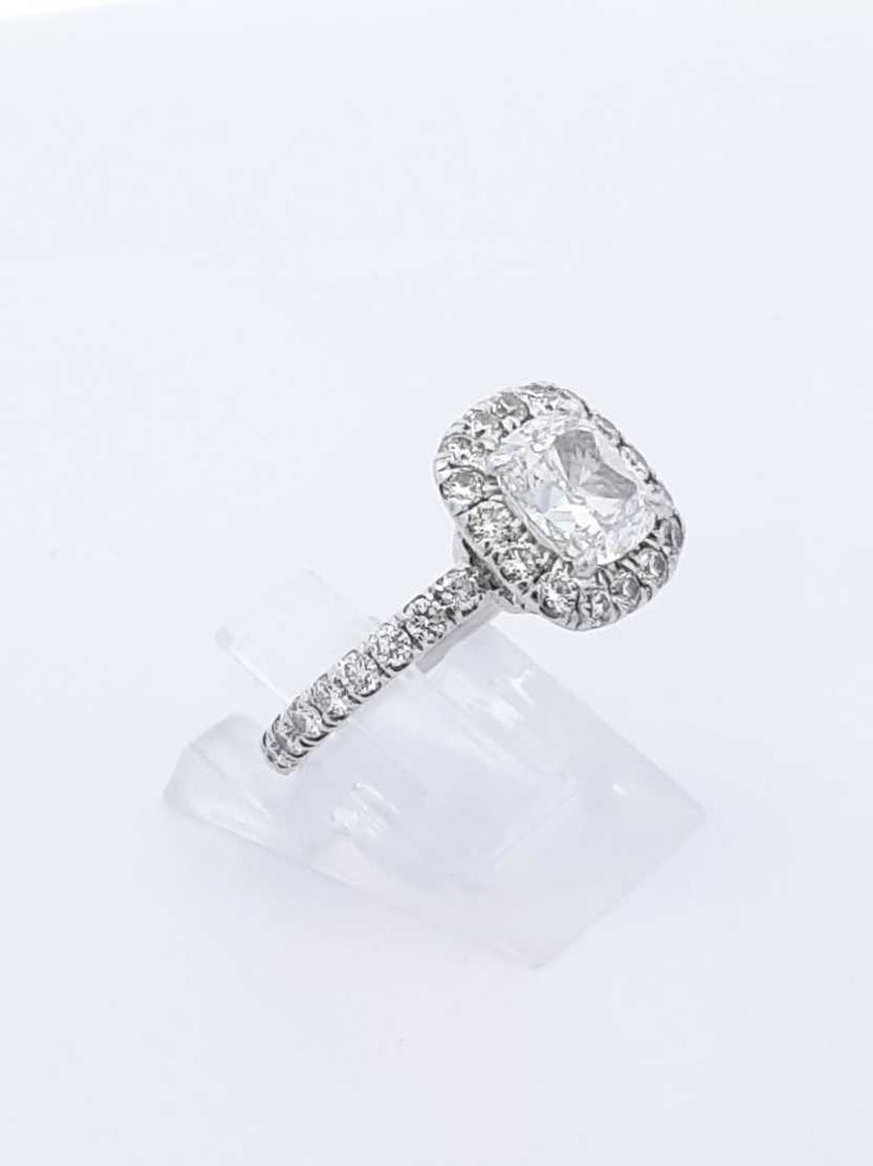 2.46 Cttw Diamond & Platinum Halo Ring With Cert. 6.7 Grams Size 4 Fw0725pxzxdu