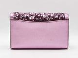 Coach Small Flap Clutch In Lilac Metallic Leather & Sequins Fw1125