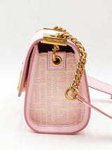 Balmain 1945 Pink & Beige Monogram Jacquard & Leather Shoulder Bag Fw0926wxzdu