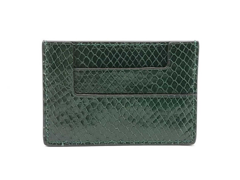Tom Ford Card Holder Wallet In Emerald Green Croc-embossed Leather Fw0925lordu