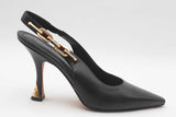 Louis Vuitton Black Leather Sparkle Slingback Pumps Size 38 Eb0726lorsa