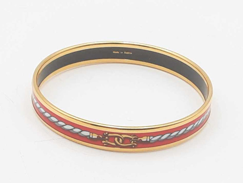 Hermes Plated Narrow Enamel Rope Bracelet 8 Inch Sd0725ozxsa