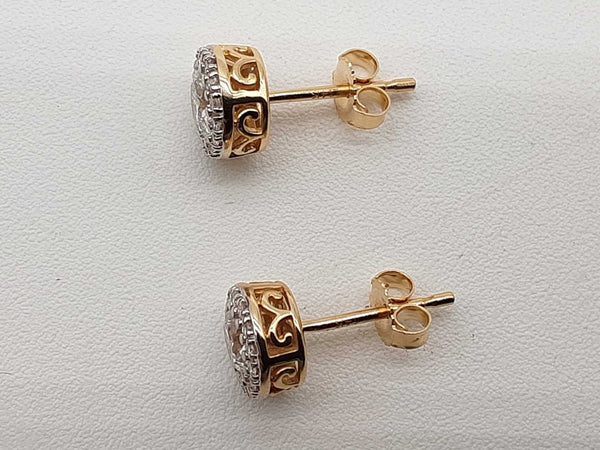 1.00 Cttw Lab Grown Diamonds 14k Two Tone Yellow White Gold 1.8g Stud Earrings Do0525osxde