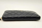 Chanel Quilted Leather Navy Blue Zip Around Wallet Eb0125oxzsa