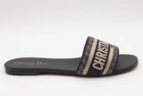 Christian Dior Dway Deep Blue Embroidered Slides Size 40 Eb1025oxzsa