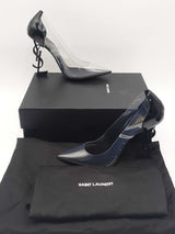 Saint Laurent Opyum Clear Pvc & Black Patent Leather Pumps Size 39 Eb0426oxzsa