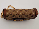 Gucci Crystal Gg Monogram Mini Horsebit Brown Handbag Aa0626ezxsa