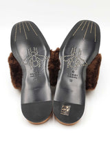 Gucci Lawrence Mules In Gg Monogram Suede & Faux Fur Size 12 Fw0926lxzdu