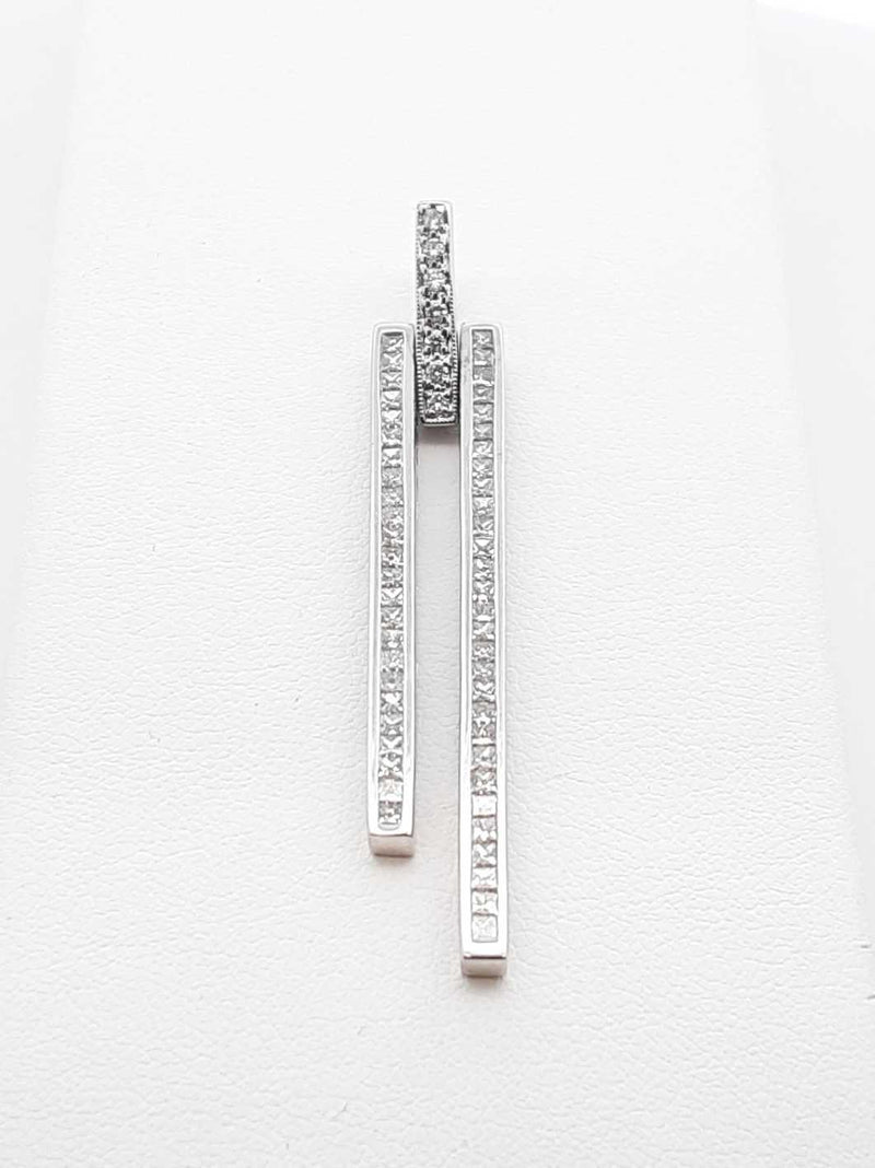 2.26 Diamond Cttw 18k White Gold Tuning Bar Pendant 6.4 Grams Fw0925rcrdu