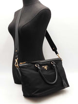 Prada 2-way Satchel In Satchel In Black Tessuto Nylon & Leather Fw0925orxdu