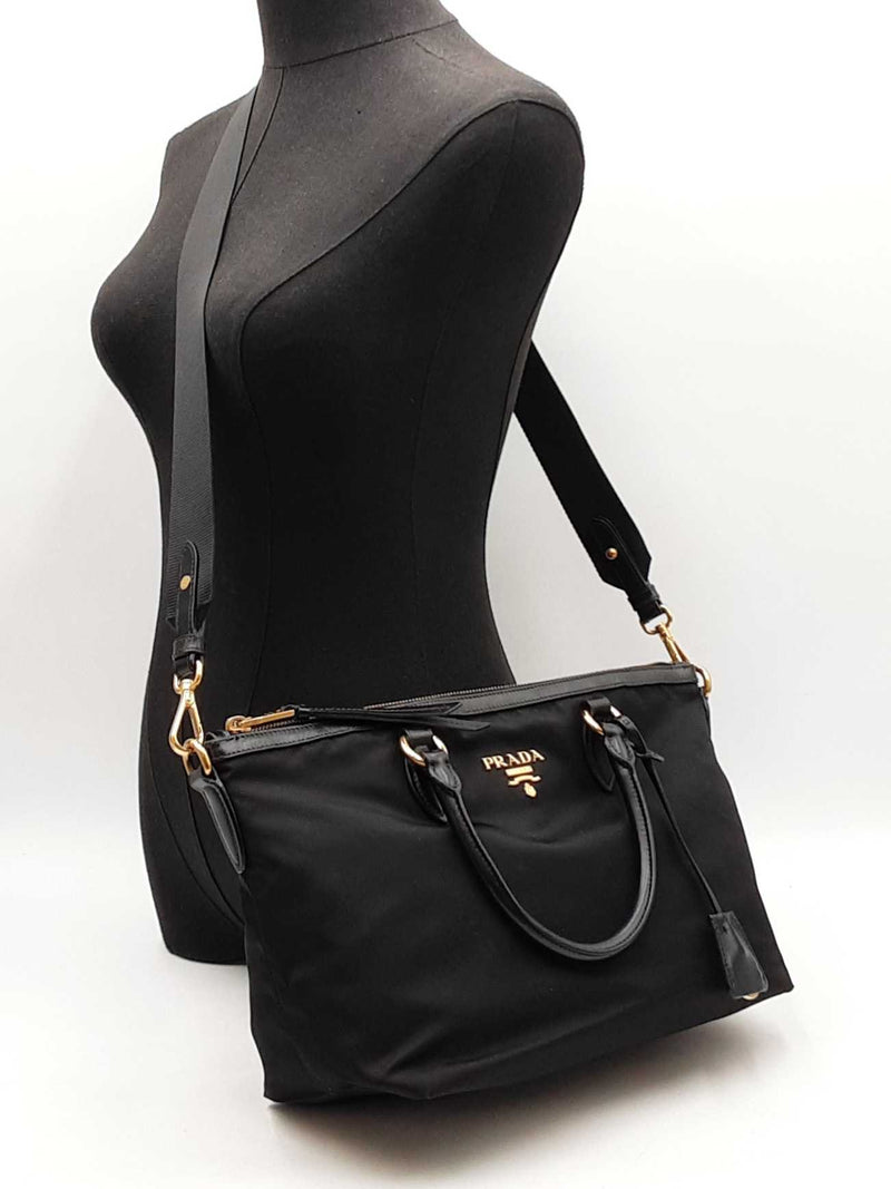 Prada 2-way Satchel In Satchel In Black Tessuto Nylon & Leather Fw0925orxdu