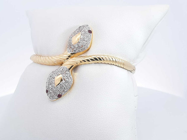 .96 Cttw Diamond 18k Yellow Gold Bangle Bracelet 12.30g 6.5 In Aa0525crzsa