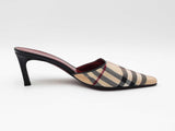 Burberry Nova Check Kitten Heel Mules In Cotton Canvas Size 36.5 Fw1225wxdu