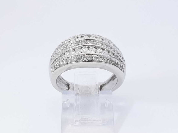 1.10 Cttw Diamond & 14k White Gold Five-row Ring 6.2 Grams Size 6.5 Fw0925pordu