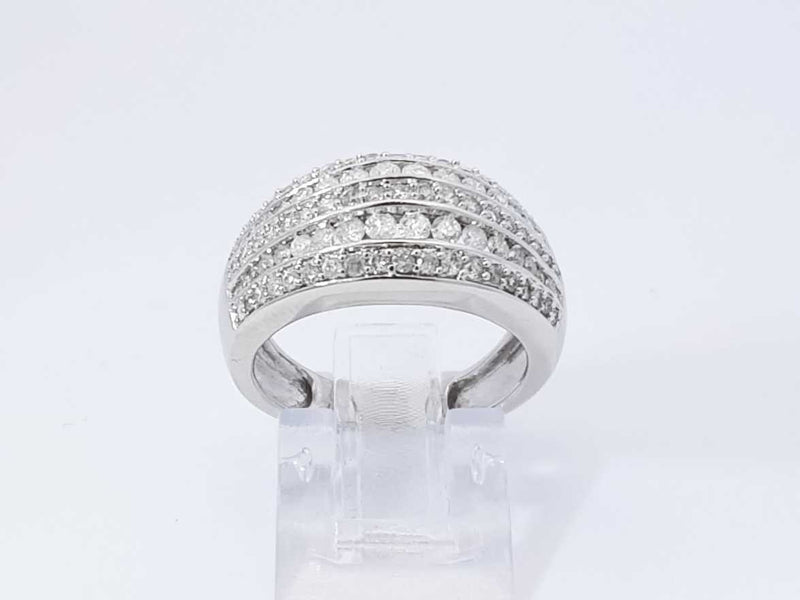 1.10 Cttw Diamond & 14k White Gold Five-row Ring 6.2 Grams Size 6.5 Fw0925pordu