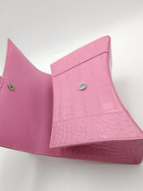 Balenciaga Hourglass Pink Crocodile Embossed Leather Top Handle Bag Eb1026pxzsa