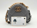 Chanel 19 Round Lambskin Crossbody Gray Aa0525ezxsa