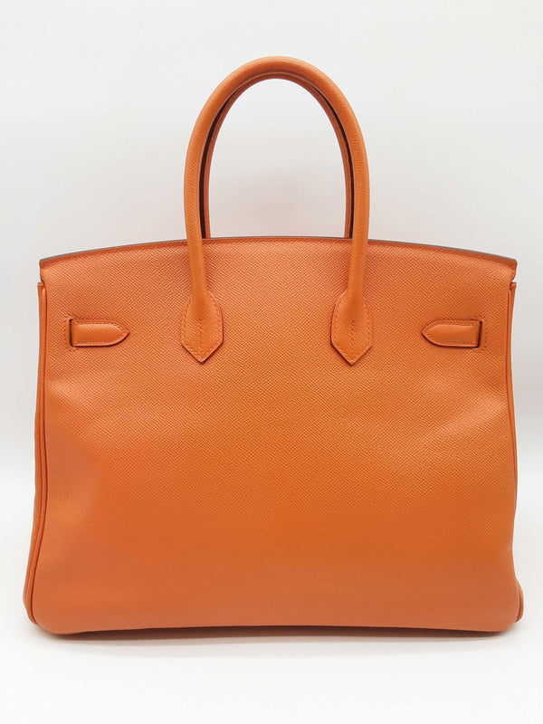 Hermes Birkin 35 Orange Epsom Palladium Hardware Handbag Do0124exzxde