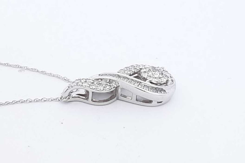 Approx. 1.3ctw Diamond Pendant Necklace In 10k White Gold 3.5g 18 In Eb0724wxzdu