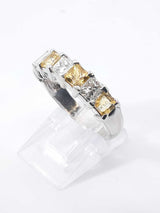 4.15 Cttw Yellow Sapphire & Diamond Half-eternity Platinum Ring With Cert 9.7 Grams Size 7.5 Fw1125owzxdu